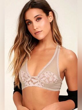 Free People Corset Blush Pink Lace Bralette in- Women's Intimates